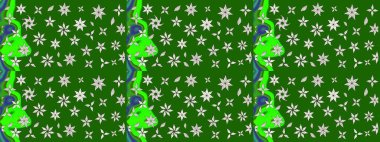 Çiçek buketleriyle klasik bir eskiz şekli. Raster illüstrasyonu. Yeşil renklerde.