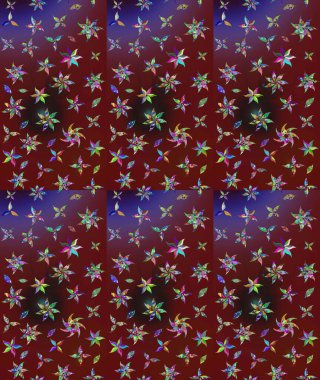 Şirin çiçekli, desenli, kırmızı renkli bir eskiz deseni. Tekstil için suluboya eskiz deseni. El çizimi çiçek çizimi deseni (fayans)).