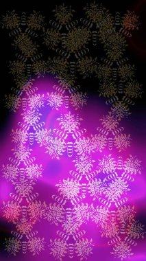 Güzel bir kış süsü. Siyah, mor ve mor kar tanelerinden izole edilmiş. Renkli kar taneleri Raster illüstrasyonu.