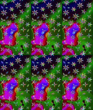 Raster illüstrasyonu. Küçük çiçekteki sevimli çiçek deseni. Raster deseni. Soyut çiçek çizim kalıbı arka planı. Yeşil renklerde.