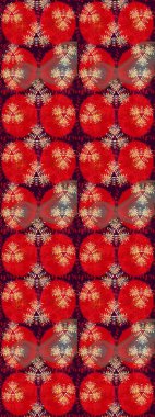 Raster Çiçek İllüstrasyonu güzel tekstil. Kırmızı renkli etnik çiçeklerle zarif bir eskiz şekli..