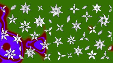 Küçük çiçekli basit bir çiçek çizimi. Yeşil renkte şirin çiçekler. Raster illüstrasyonu. Moda baskısı, albüm, ambalaj kağıdı, duvar kağıdı için zarif dekoratif süslemeler..