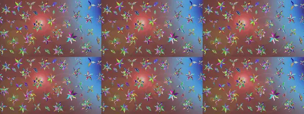 Çiçekli yaz çiçekleri. Robot resim. Küçük renkli çiçekler. Küçük çiçekte güzel bir desen. Moda baskıları için zarif bir şablon. Motley illüstrasyonu.