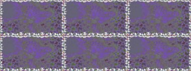 Tarafsız ve menekşe renkleri üzerine bir resim. Kumaş, Tekstil, Baskı ve Davetiye için arka plan. Raster illüstrasyonu. Suluboya stilinde uçan kelebeklerin kusursuz deseni. Doğada Güzellik.