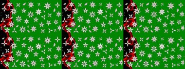 Modern çiçek arkaplanı. Moda baskıları için zarif bir şablon. Halk tarzı. Parlak renkli çiçekleri ve yeşil yaprakları olan harika bir çiçek deseni..