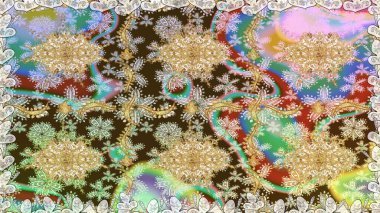 Raster oryantal süs. Tarafsız renklerde, altın elementlerle kusursuz desen. Kusursuz altın desen.