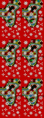 Vadinin çiçekleri kırmızı ve nötr renklerde. Çiçeksel çizim kalıbının çizimi.