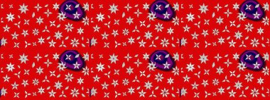 Güzel kumaş deseni. Renkli Bahar Teması eskiz kalıbı. Çiçek desenli çizim. Düz Çiçek Elementleri Tasarımı. Raster illüstrasyonu. Asya tekstil tarzında.