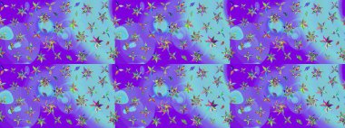 Güzel kumaş deseni. Renkli Bahar Teması eskiz kalıbı. Raster illüstrasyonundaki çiçek desenli çizim. Düz Çiçek Elementleri Tasarımı.