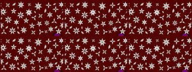 Raster illüstrasyonu. Kırmızı renklerde. Çiçek buketleriyle klasik tarzda eskiz deseni.