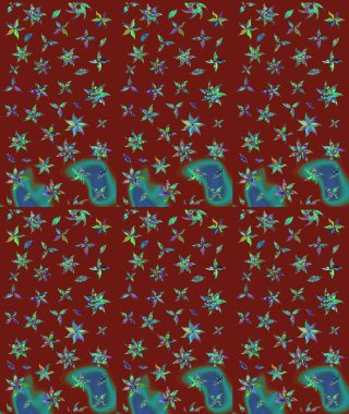 Chichi 'nin kumaş kalıbını çiz. Düz Çiçek Elementleri Tasarımı. Raster illüstrasyonu. Çiçek deseni. Renkli Bahar Teması çizim şablonu.