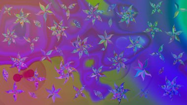 Raster illüstrasyonu. Robot resim. Küçük çiçekte sevimli çiçek deseni var..