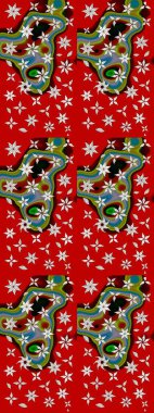 Vadinin çiçekleri kırmızı ve nötr renklerde. Çiçeksel çizim kalıbının çizimi.