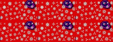 Güzel kumaş deseni. Renkli Bahar Teması eskiz kalıbı. Çiçek desenli çizim. Düz Çiçek Elementleri Tasarımı. Raster illüstrasyonu. Asya tekstil tarzında.