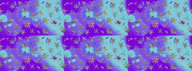 Güzel kumaş deseni. Renkli Bahar Teması eskiz kalıbı. Raster illüstrasyonundaki çiçek desenli çizim. Düz Çiçek Elementleri Tasarımı.