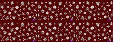 Raster illüstrasyonu. Kırmızı renklerde. Çiçek buketleriyle klasik tarzda eskiz deseni.