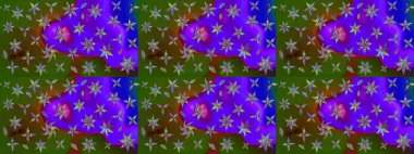 Renkli Bahar Teması eskiz kalıbı. Raster illüstrasyonundaki çiçek desenli çizim. Yeşil renkli çiçekler. Düz Çiçek Elementleri Tasarımı.