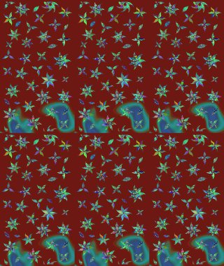 Chichi 'nin kumaş kalıbını çiz. Düz Çiçek Elementleri Tasarımı. Raster illüstrasyonu. Çiçek deseni. Renkli Bahar Teması çizim şablonu.