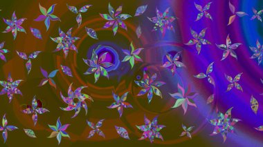 Küçük çiçekteki sevimli çiçek deseni. Raster illüstrasyonu. Kahverengi renkte yaz çiçekleri. Raster deseni.