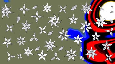 Çiçekli eskiz arkaplanı. Düz Çiçek Elementleri Tasarımı. Çocuk stili. Renkli Bahar Teması çizim şablonu.