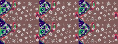 Raster illüstrasyonundaki çiçek desenli çizim. Kahverengi renklerde. Güzel kumaş deseni. Raster illüstrasyonu.