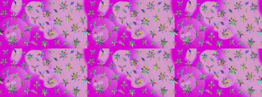 Klasik çiçek desenli. Paketleme, tekstil, duvar kâğıdı için çiçek eskizi. Yumuşak fayans. Raster 'ın taze dokusu. Yumuşak pamuk tasarımı.