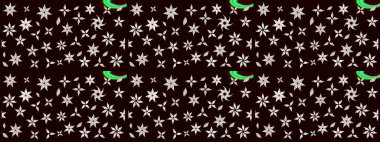 Çiçekli karalama şeklinde Raster çiçek deseni. Yumuşak, bahar çiçekli arka plan. Siyah renkte çiçekler.