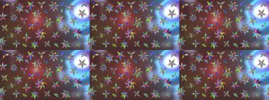 Zentangle soyut çiçekleri. Raster illüstrasyonu. Güzel kumaş deseni. Renkli Bahar Teması eskiz kalıbı. Düz Çiçek Elementleri Tasarımı. Çiçek tozu..