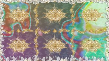 Damask pürüzsüz yineleme kalıbı. Tarafsız renklerde altın element. Barok tarzında altın çiçekli süs. Antika altın tekrarlanabilir duvar kağıdı.