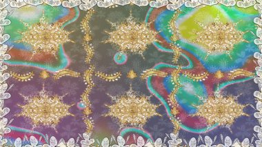 Raster geleneksel altın pürüzsüz deseni nötr renklerde. Barok tarzında kusursuz bir doğulu süsü..