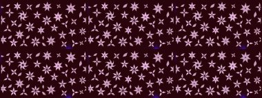 Kahverengi üzerine kahverengi. Retro tekstil tasarım koleksiyonu. El çizimi çiçek unsurları olan soyut çizim raster deseni. Çiçekli ipek eşarp. 1950 'ler-1960' lar motifleri.