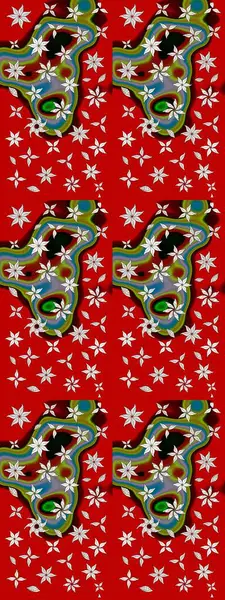 Vadinin çiçekleri kırmızı ve nötr renklerde. Çiçeksel çizim kalıbının çizimi.