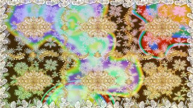 Tarafsız renklerde altın element. Damask pürüzsüz yineleme kalıbı. Barok tarzında altın çiçekli süs. Antika altın tekrarlanabilir duvar kağıdı.