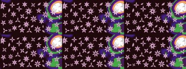 Kahverengi çiçekli eskiz deseni, suluboya çiçek deseni, sevimli çiçek, duvar kağıdı, kart veya kumaş için fayanslı. Raster - stok.