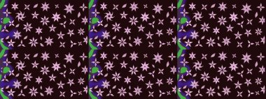 Raster Illustrasyon 'daki Çiçek Deseni' nin son moda çizimi. Güzel kumaş deseni. Düz Çiçek Elementleri Tasarımı. Renkli Yaz Teması çizim şablonu.