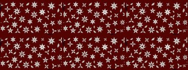 El çizimi çiçek unsurları olan soyut çizim raster deseni. 1950-1960 motifleri. Retro tekstil tasarım koleksiyonu. Çiçekli ipek eşarp. Kırmızıda kırmızı.