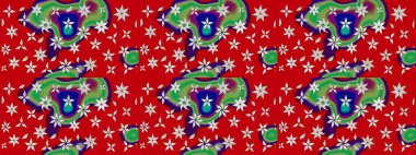 Küçük çiçekteki sevimli çiçek deseni. Raster illüstrasyonu. Raster deseni. Kırmızı renklerde. Soyut çiçek çizim kalıbı arkaplanı.