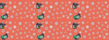 Turuncu renkli güzel bir tekstil. Suluboya çiçekli çiçek deseni. Raster illüstrasyonu.