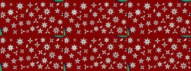 Raster illüstrasyonundaki çiçek desenli çizim. Kırmızı renkte çiçekler. Düz Çiçek Elementleri Tasarımı. Renkli Bahar Teması çizim şablonu.