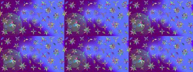 Çiçekleri, deniz kabukları, mandalaları ve suluboya efektleriyle donanma geçmişi. Eskiz modeli etnik tasarım. Yatak çarşafları, ceket, paket tasarımı, kumaş ve moda kavramları için tekstil baskısı.