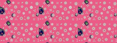 Tekrar eden çiçek arkaplanı, zarif pembe çiçek duvar kağıdı. Çiçek desenli pembe renkler, el yapımı papatyalar, papatyalar..