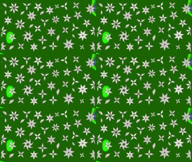 Yeşil renkli çiçekler. Raster illüstrasyonunda çiçek deseni çizimi.