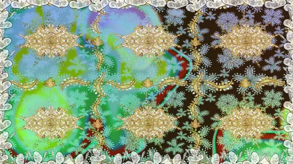 Tarafsız renklerde ve altın elementlerle geleneksel klasik altın raster deseni. Barok tarzında kusursuz bir doğulu süsü..