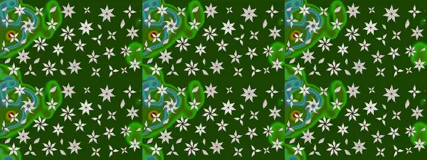 Düz Çiçek Elementleri Tasarımı. Raster illüstrasyonundaki çiçek desenli çizim. Yeşil renkli çiçekler. Renkli Bahar Teması çizim şablonu.