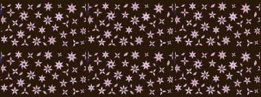 Raster illüstrasyonu. Kahverengi renklere karalamalar çizilmiş çiçek deseni.