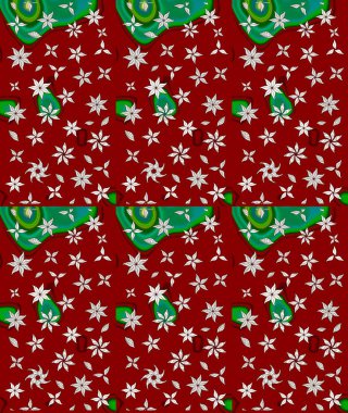 Kırmızı renkte çiçekler. Düz Çiçek Elementleri Tasarımı. Raster Illustrasyon 'daki Çiçek Deseni' nin son moda çizimi. Renkli Yaz Teması çizim şablonu.