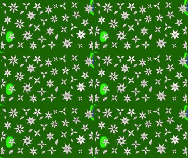 Yeşil renkli çiçekler. Raster illüstrasyonunda çiçek deseni çizimi.