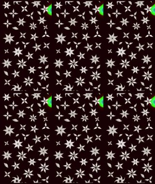 Patlayan çiçekler soyut olarak yerleştirilmiş. Raster deseni. Yumuşak, bahar çiçekleri siyah renklerde. Raster illüstrasyonu.