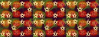 Renkler. Kar tanelerinin soyut arkaplanlı Noel şablonu. Noel ve yeni yıl moda baskıları için tatil tasarımı. Raster illüstrasyonu.