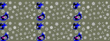 Raster illüstrasyonu. Küçük çiçekteki sevimli çiçek deseni. Yumuşak, yeşil renkli yaz çiçekleri. Raster deseni.